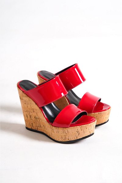 owwox club Victory; Red, 12 Cm Cork Heeled Women's Slippers