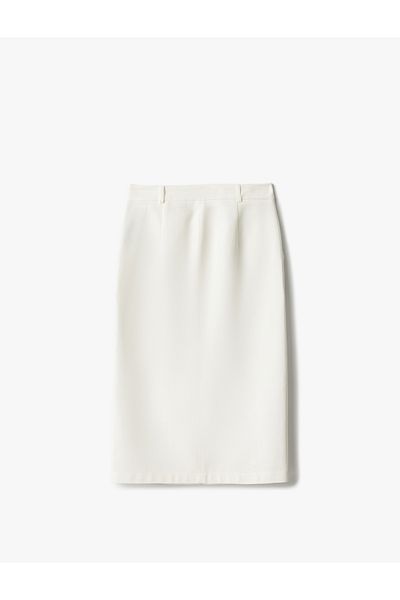 Koton Cotton viscose fabric buttoned pocket detail midi skirt.