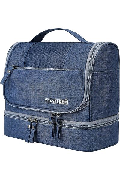COOYA Makeup Bag, Toiletry Bag, Hanging Travel Large Waterproof Portable Bathroom Storage Bag, Blue