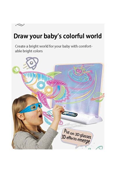 Yelajoy Children's 3D Drawing Board, With Light Function, 24.5 X 19 Cm, For Art Writing and Drawing