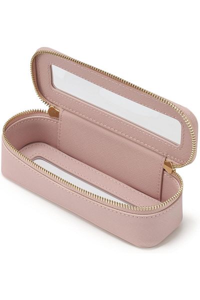 COOYA Makeup ravel Case, Slim Makeup Bag, Clear Cute Pink for Traveling Transparent