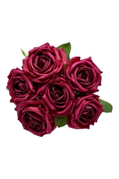Generic Yatai Artificial Rose Flower Bunch Red/Green 6cm