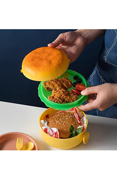 Yelajoy Burger Shape Kids Lunch Box, Leak-Proof with Compartments, Non-Toxic ...