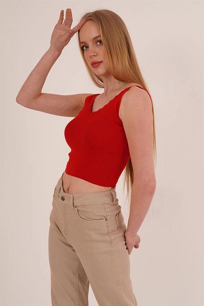 bacc Women's Red Ladder Collar Knitwear Blouse Co- 2523256336