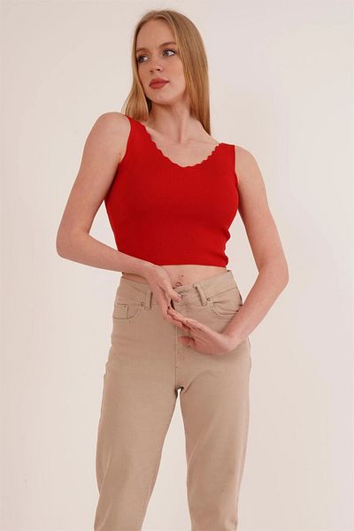 bacc Women's Red Ladder Collar Knitwear Blouse Co- 2523256336