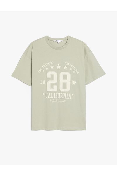 Koton New Season College Printed Oversize Crew Neck Short Sleeve T-Shirt