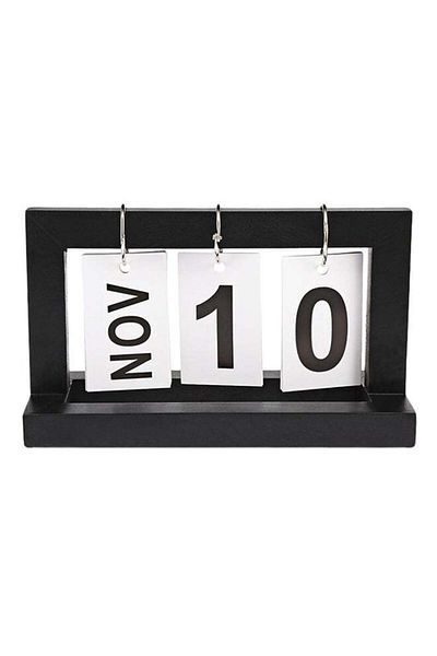 Generic Portable Wooden Calender Black/White 20x9centimeter