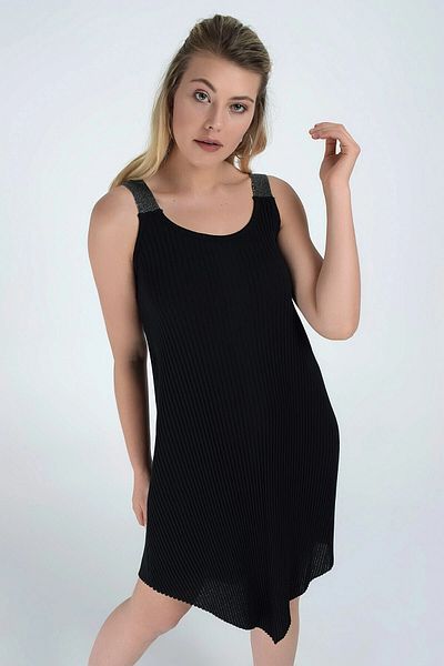 bacc Women's Black a Form Straps Silvery Tunic Dress Co- 259231599