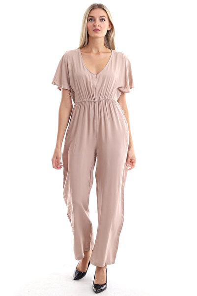 bacc Women's Beige Woven Viscose Off-The-Shoulder Jumpsuit Co- 2520333098