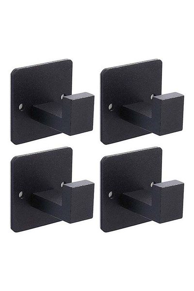 Generic 4-Piece Stainless Steel Coat And Robe Hook Black 5.5x5.5x4.5cm