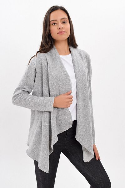 bacc Women's Gray Shawl Collar Cardigan Co- 259434343