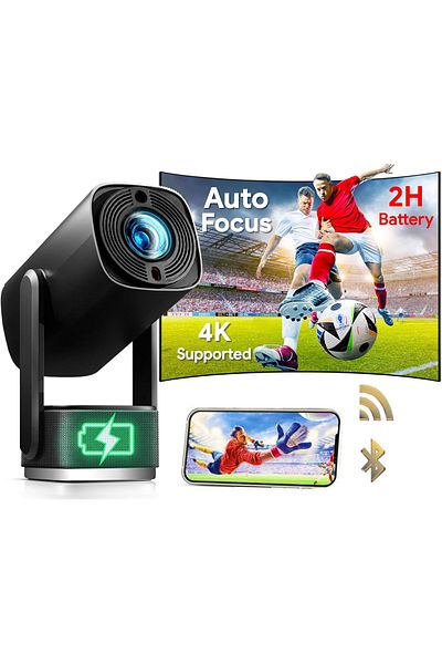 FlashHawk Projector - 4K 1080P HD Smart Android 11.00 Portable Mini Projectors, Auto Focus Battery Powered