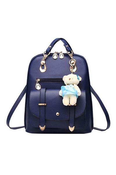 Generic Bear Pendant Backpack Navy