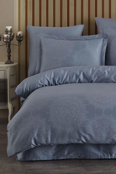 VAROL Σετ Παπλωματοθήκη Liyosel Jacquard Διπλό - Nothingham Indigo