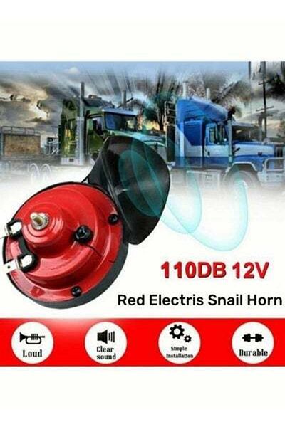 HALAMODO 12v Waterproof Double Horn, Red Electronic Snail Horn, Equipped with Screws and Brackets, Lower Powe