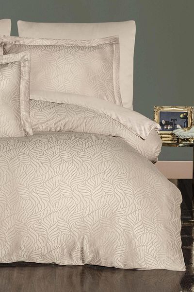 VAROL Set cuvertură de pilota Liyosel Jacquard dublu - Lienzo Cappuccino