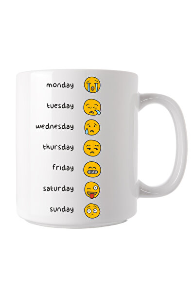 OEM Εξατομικευμένη Λευκή Κούπα με Emoji, Ημέρες της Εβδομάδας, Inovatix®. 330ml