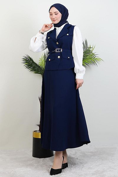 GİYZAMİLA Τριπλό Σετ με Πουκάμισο Navy Blue