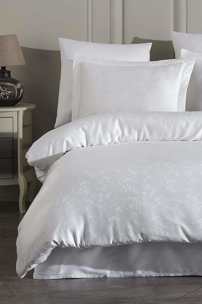 VAROL Laura Home Lyocell Jacquard Pat Dublu - Eva White