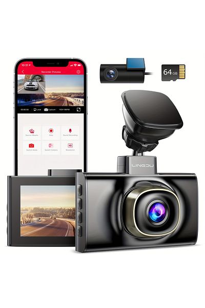 ROCKCAMEL LD02 Lite 4K UHD Driving Recorder, Includes 64GB TF Card, Built-In WiFi