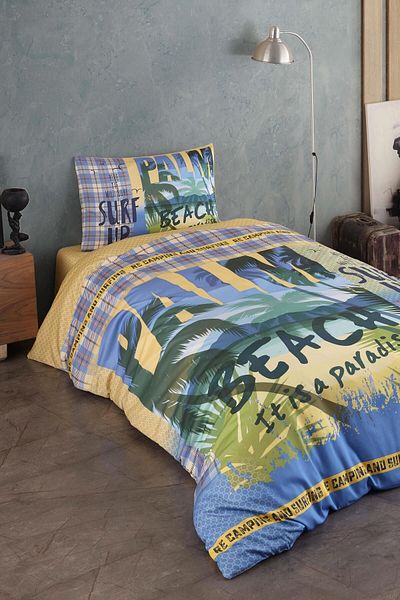 VAROL Set cuvertură de pilota pentru tineret din satin 100% bumbac - Palm Beach