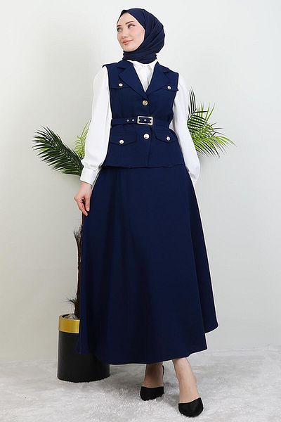 GİYZAMİLA Τριπλό Σετ με Πουκάμισο Navy Blue