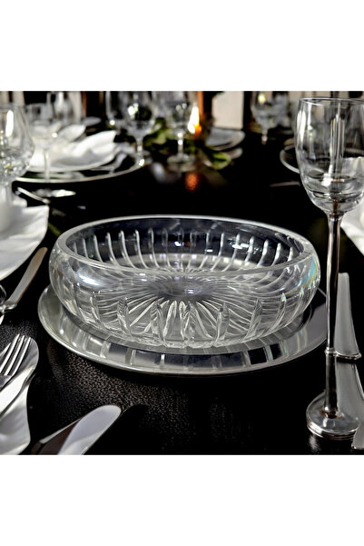 AYZ HOME Salad Bowl with Crystal Glass Tray - Tableware Presentation Bowl with Plate
