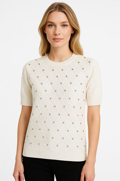 fujya Bluză Tricot Viscon - Albă