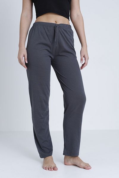DONEX Cotton Thin Breathable Fabric Ribbon Waist Detail Solid Pocketless Women's Pajama Bottoms