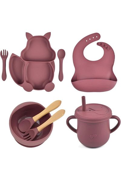 fulina Silicone Feeding Set,Food Grade Silicone Material,High Temperature Resistance,for Weaning Infants