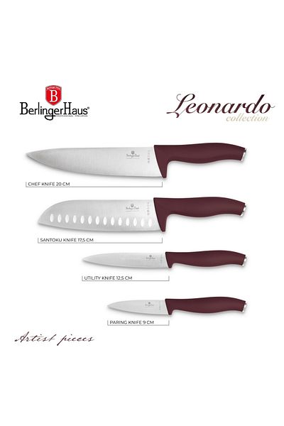 Berlinger Haus Set Of 4 Leonardo Knives Bh 2958, Burgundy