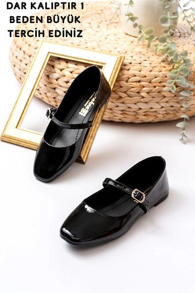 Slipcat Women's Daily Blunt Toe Ballerina Shoes with Single Belt Buckle
