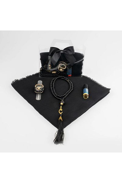 Hayrat Neşriyat Σετ δώρου Tasbih + Scarf + Zikirmatik + Essence (Acetate Box με τσάντα, μαύρο)