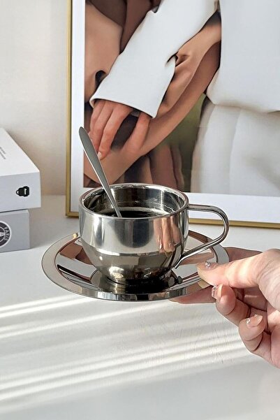 Chavin Steel 180 ml Double Wall Espresso Coffee Cup Set Presentation Cup Mt120