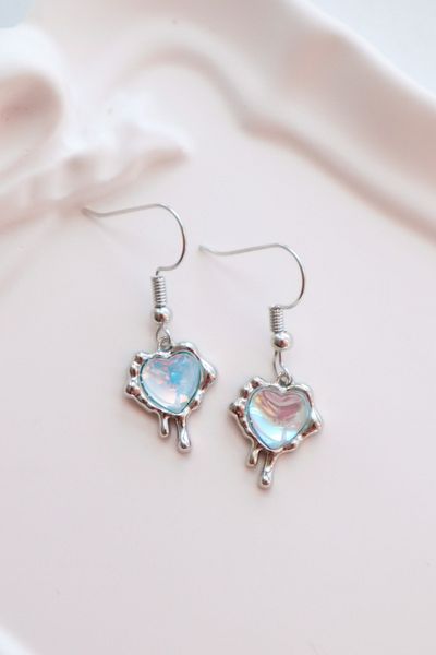 EFBUTİK Blue Heart Melting Imported Earrings