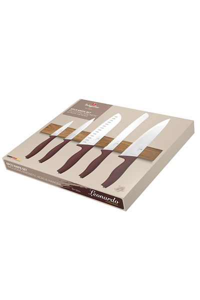 Berlinger Haus Knife set 6 pcs. with magnetic holder made of acacia wood Leonardo Berlinger Haus BH 2944