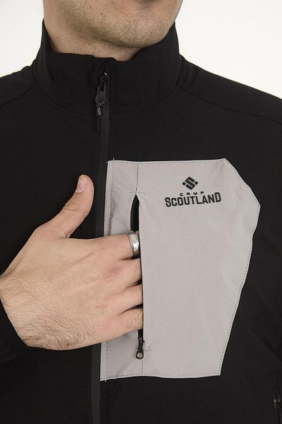 Camp Scoutland Camp255 Outdoor Tactical Water Repellent Ανδρικό μαύρο φούτερ με φερμουάρ Tactical