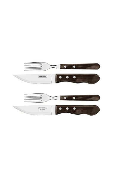 TRAMONTINA 4-piece set, steak knife and fork Tramontina brown 29899163, made in Brazil