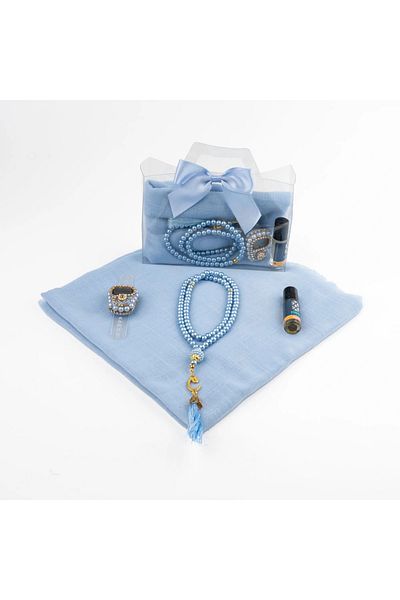 Hayrat Neşriyat Σετ δώρου Tasbih + Scarf + Zikirmatik + Essence (Acetate Box με τσάντα, μπλε)