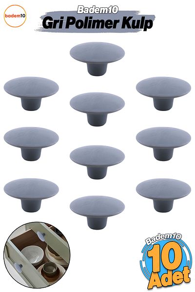 Badem10 Buton de mâner din plută lată gri boem 10 buc. Mobilier Dulap Sertar Bucătărie Dulap Mâner Mâner Plastic