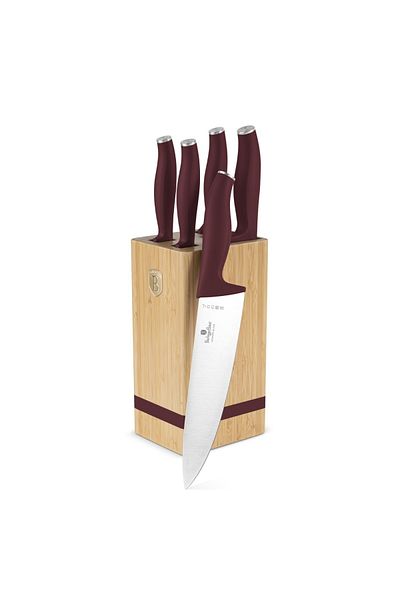 Berlinger Haus 6-piece knife set with stand Leonardo Berlinger Haus BH 2972, burgundy, wooden stand