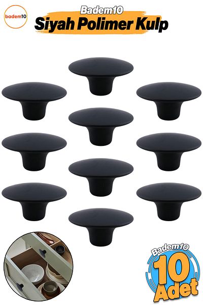 Badem10 Buton de mâner din plută lată neagră boemă 10 buc. Mobilier dulap sertar mâner dulap bucătărie mâner din plastic