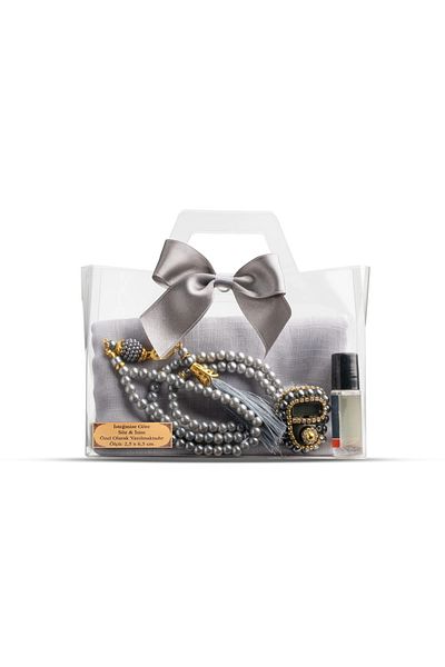Hayrat Neşriyat Σετ δώρου Tasbih + Κασκόλ + Zikirmatik + Essence (Acetate Box με τσάντα, γκρι)