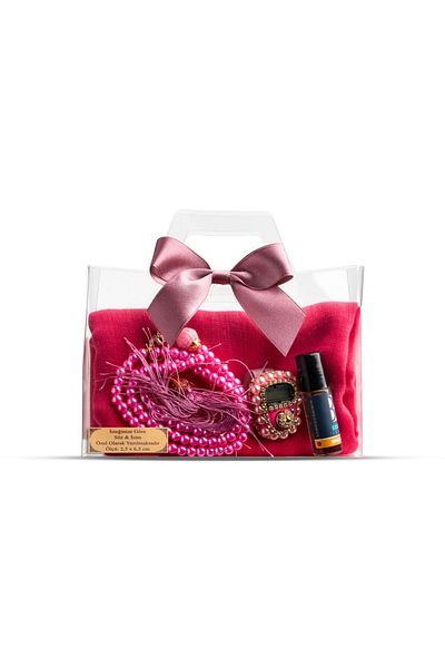 Hayrat Neşriyat Σετ δώρου Tasbih + Scarf + Zikirmatik + Essence (Acetate Box με τσάντα, φούξια ροζ)