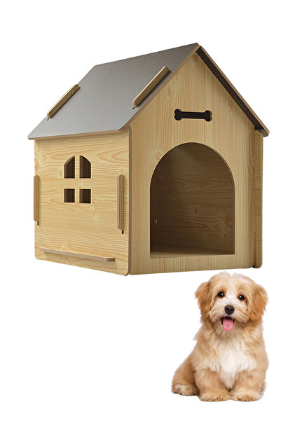 KidLe بيت الكلب بيت خشبي للحيوانات الأليفة مع سقف للكلاب في الداخل