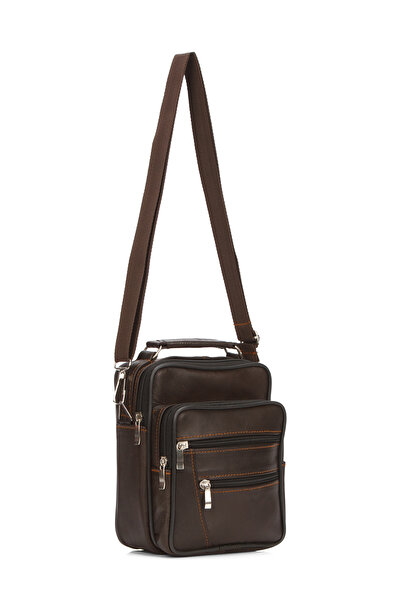 Newish Men's Brown Lamb Leather Hand and Shoulder Bag, Crossbody Bag Daily (Medium Size)