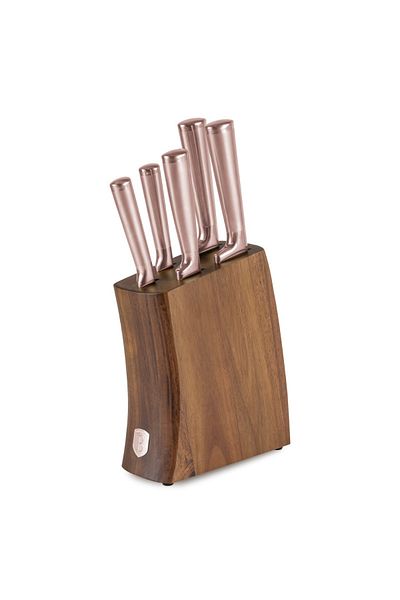 Berlinger Haus 6-piece Knife Set Taupe Bh 3126, Acacia Stand, Stainless Steel