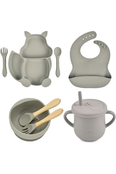 fulina Silicone Feeding Set,Food Grade Silicone Material,High Temperature Resistance,for Weaning Infants