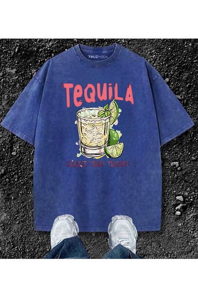Touz Moda Μπλουζάκι με στάμπα Tequila Unisex Oversize