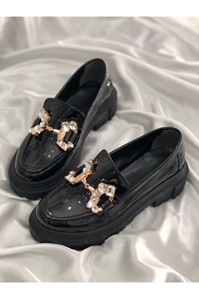 Hg Ayakkabı Angel Чорні шкіряні жіночі лофери без шнурків з високою підошвою Оксфордські чоловічі туфлі